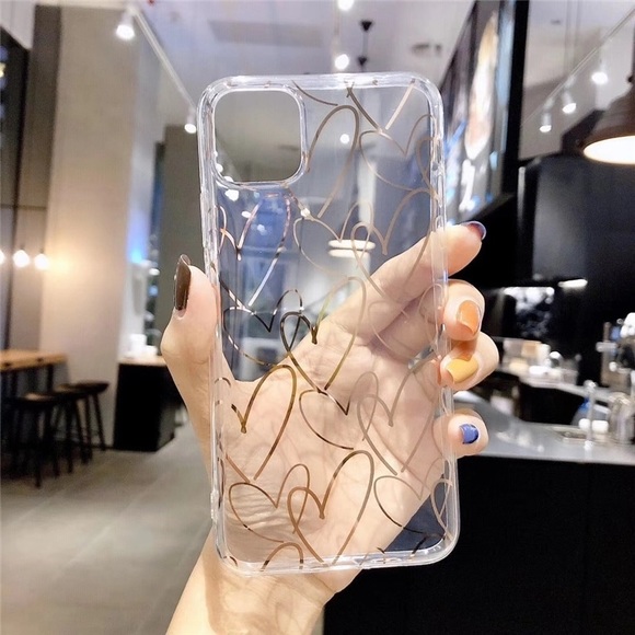 Clear iPhone 11 / XI Case w/ Rose Gold Heart Case - Picture 5 of 13